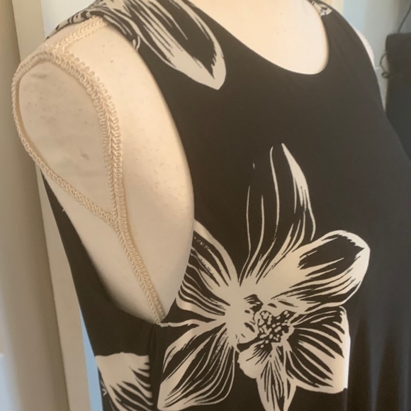 Anne Klein Black and White Floral Midi Dress - Picture 2 of 4